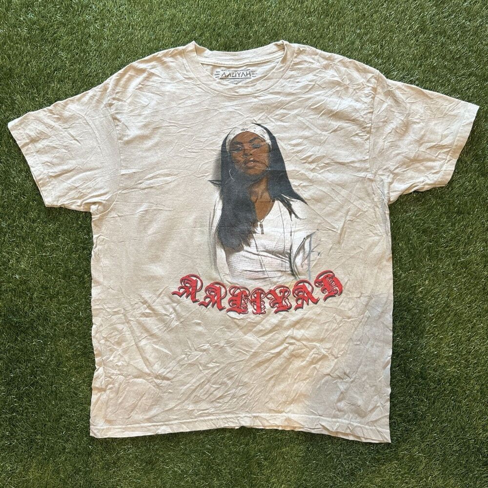 Retro Official Aaliyah Beige Tee Shirt Mens  M / L Graphic Print